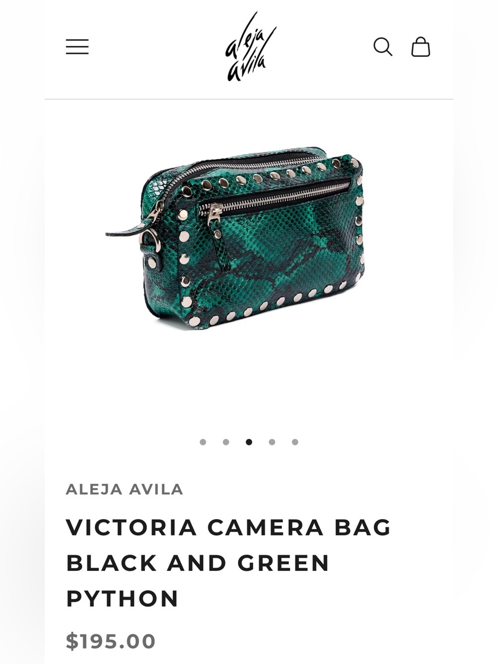 Alejaa Vila Black & Green Python Leather Bag